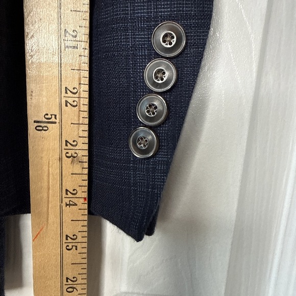 Jos A Bank Linen Tailored Fit 44S Blue‎ Window pane Plaid Men's Blazer EUC - Picture 16 of 16